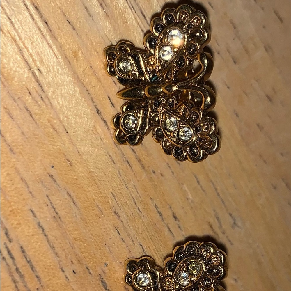 Avon Vintage Gold Plated Butterfly Earrings Set